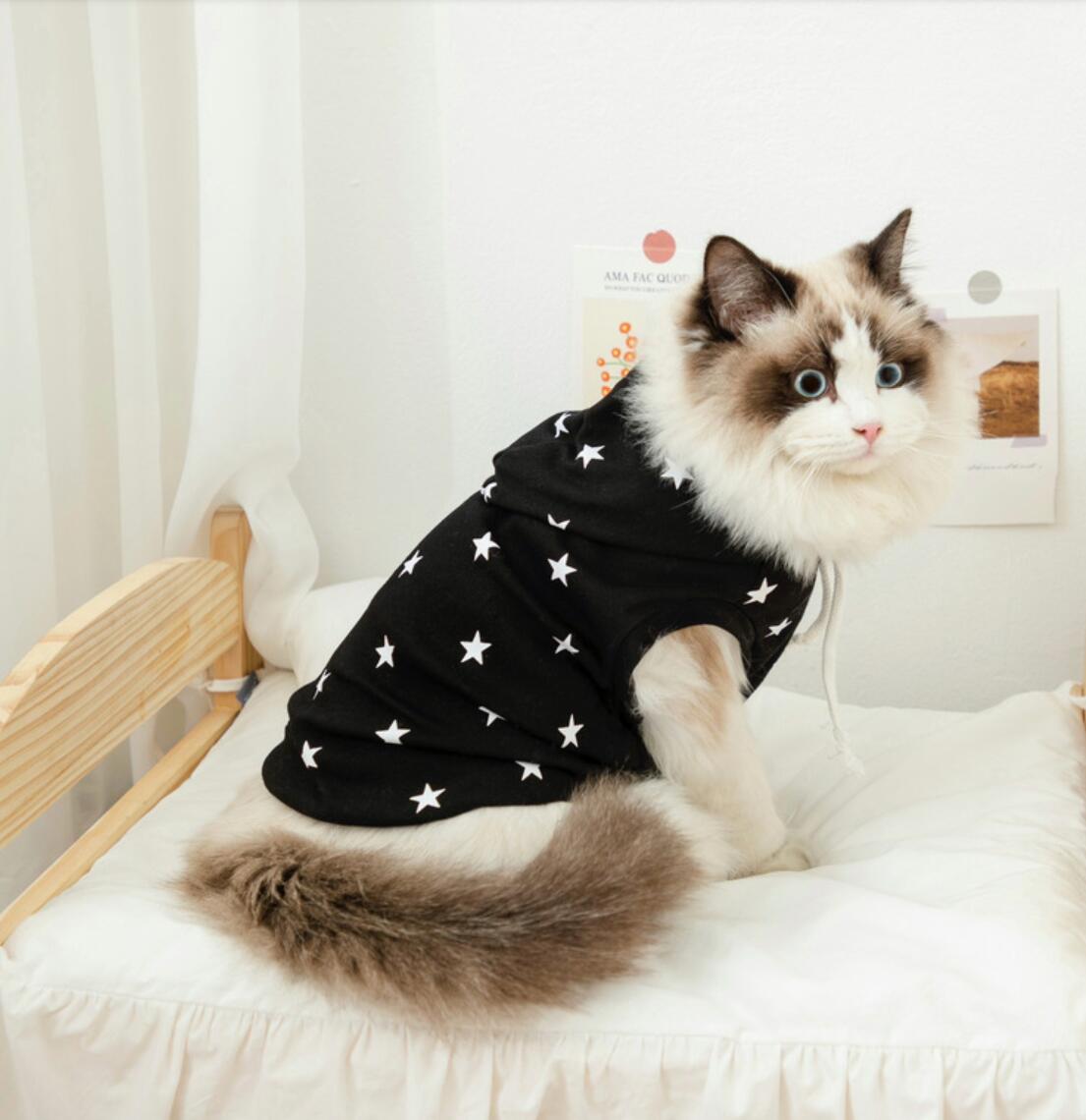 Ropa de algodón para gato, camisa de chaleco para perros pequeños y medianos