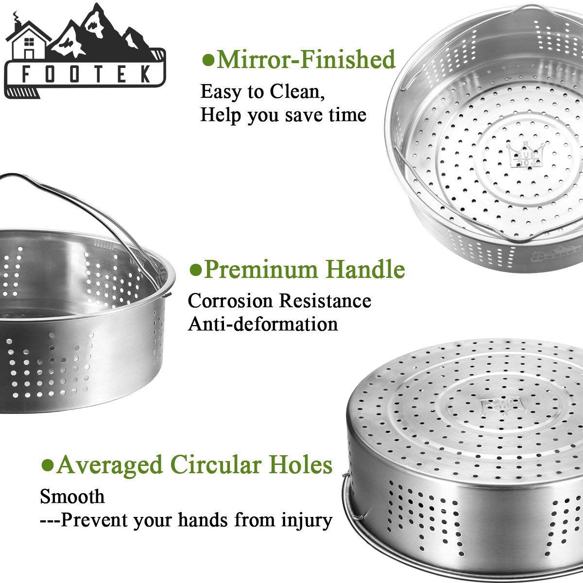 Steamer Basket with Egg Steamer Rack for Instant and Pressure Cooker Accessories Vegetable Steam Rack Stand fits 5,6,8 Qt