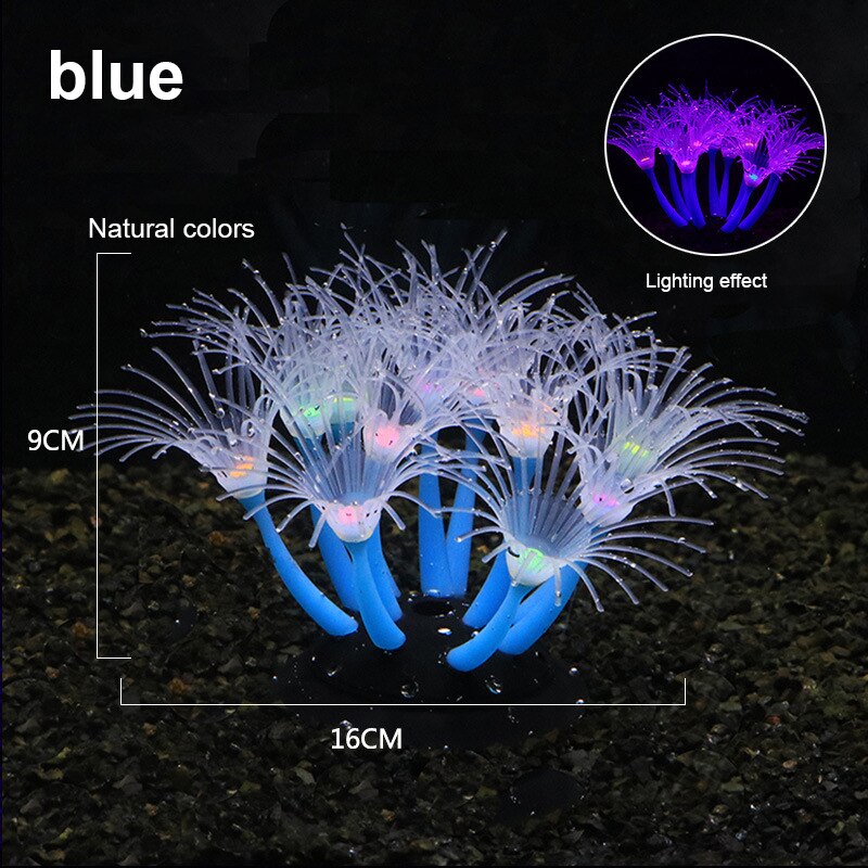 Silikonowe świecące sztuczne ryby zbiornik akwarium koralowe rośliny podwodna ozdoba symulacja wodne morze dekoracja robić roślin: niebieski