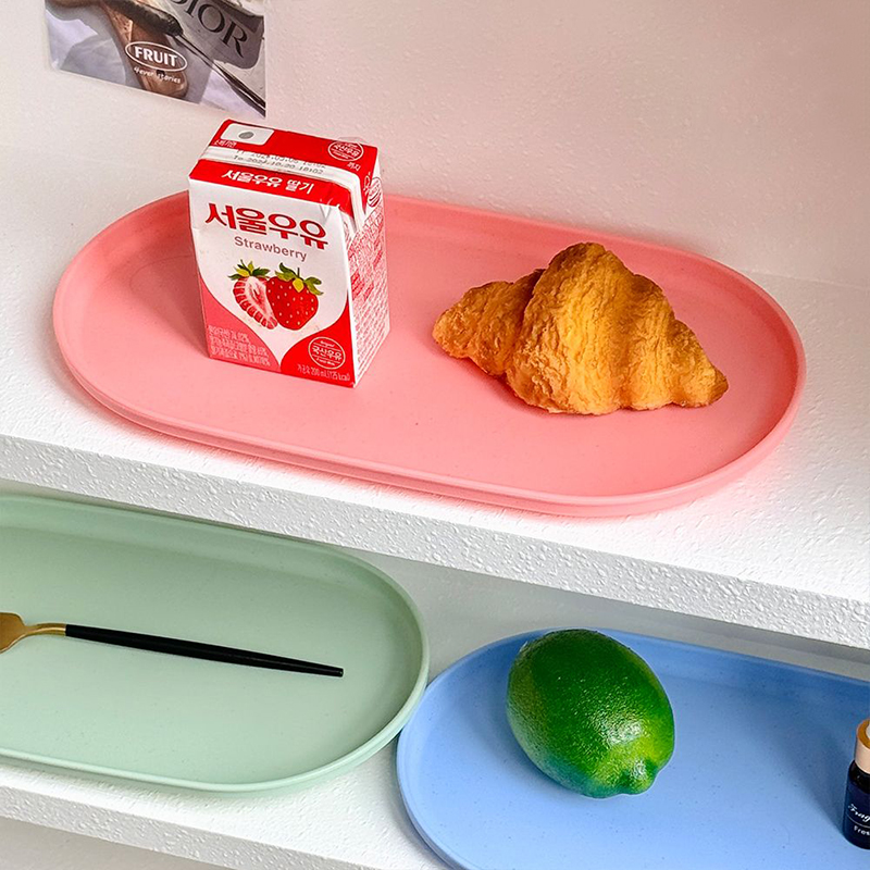 Bandeja decorativa nórdica, bandeja ovalada apilable, bandeja de almacenamiento de platos de joyería y frutas para comida, bandeja para cena de desayuno, accesorios de cocina