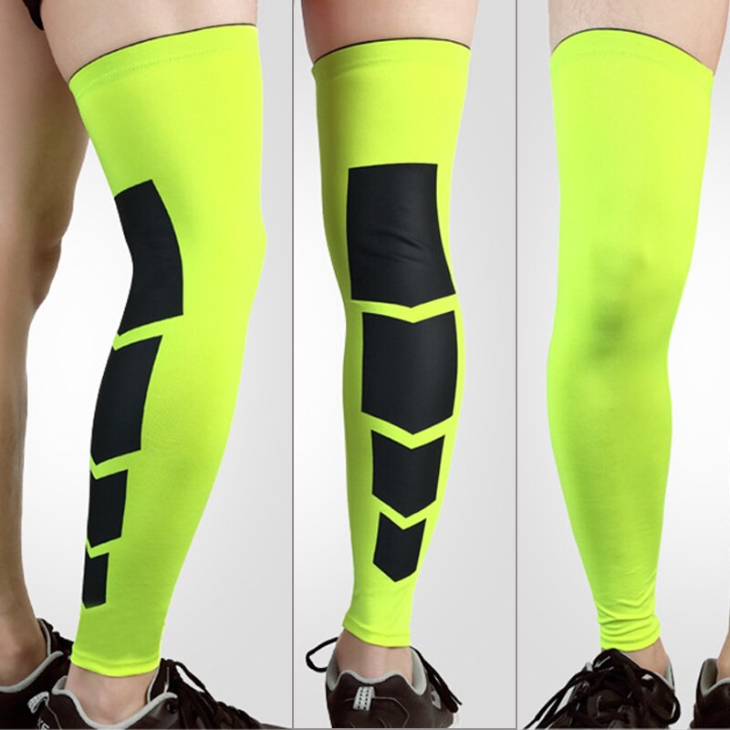 1pc elastische basketbal compressie mouwen been dij kuit knie brace ondersteuning beschermer hardloop beenwarmers fiets leggings: Lichtgroen / Xl
