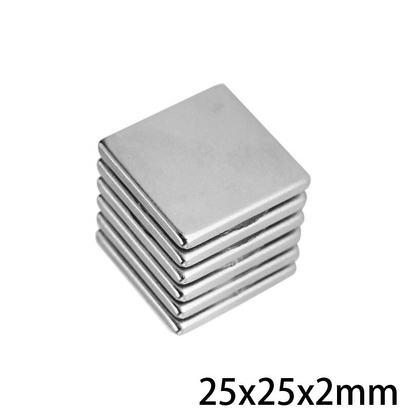 2 ~ 50 stk. 25 x 25 x 2 blok kraftig magnet tykt bulkark neodym magnetisk 25 x 25 x 2mm stærke permanente ndfeb magneter 25*25*2 mm