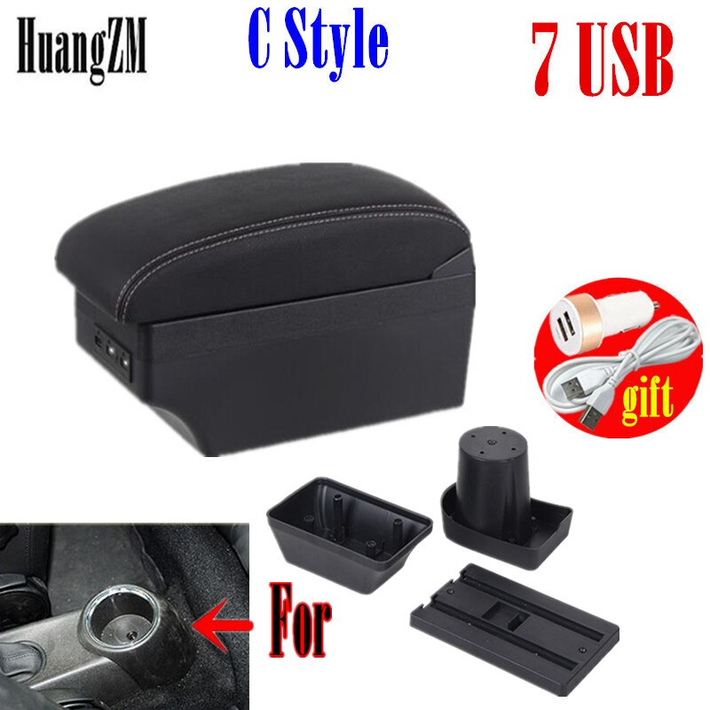 Voor Mini Cooper Armsteun Doos Countryman R60 R53 R56 R57 R58 Auto Armsteun Box Nterior Retrofit Onderdelen Centrum Opbergdoos usb: C style white line