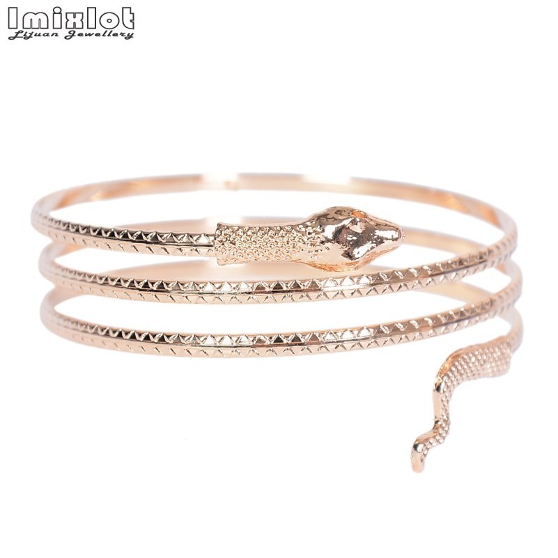 Punk Opgerolde Slang Spiraal Bovenarm Manchet Armlet armband Bangle Armband Voor Vrouwen Sieraden Goud Zilver Kleur