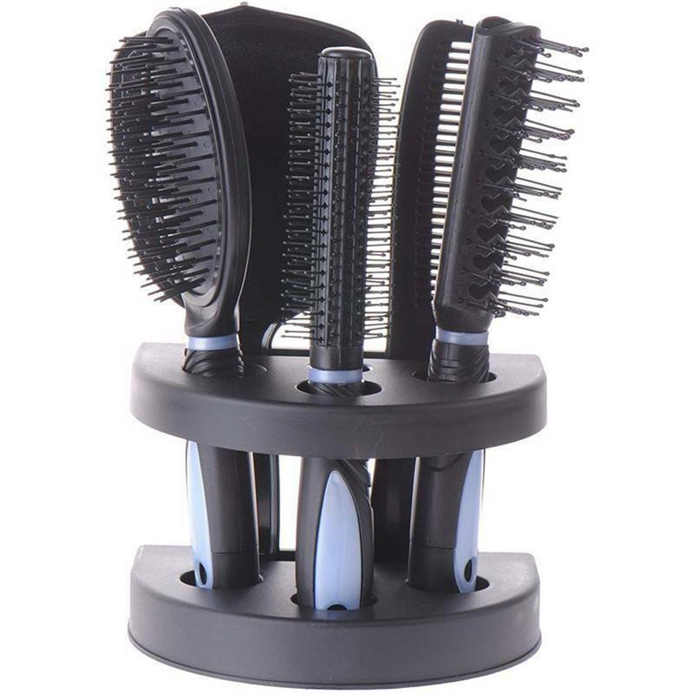 Conjunto de 5 cepillos peine , masaje de cuidado del cabello con espejo, herramienta de estilismo rizado húmedo/Seco, 5 unidades: blue