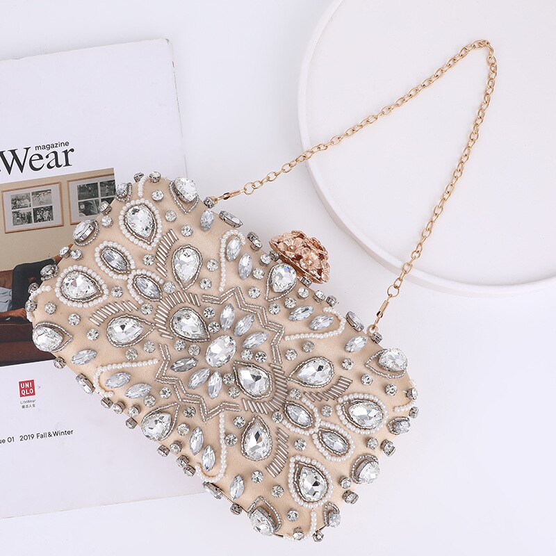 Dames Diamant Avondtasje Vrouwen Kralen Diamant Avondtasje Party Bruid Clutch Schoudertas Belangrijkste Push