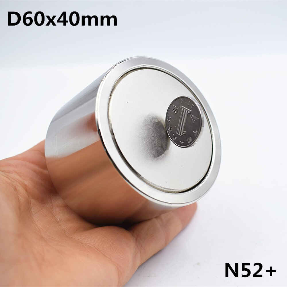 Neodymium magnet N52 D60x40 Super strong round magnet 250kg Rare Earth 60*40mm strongest permanent powerful magnetic steel cup: D60x40mm