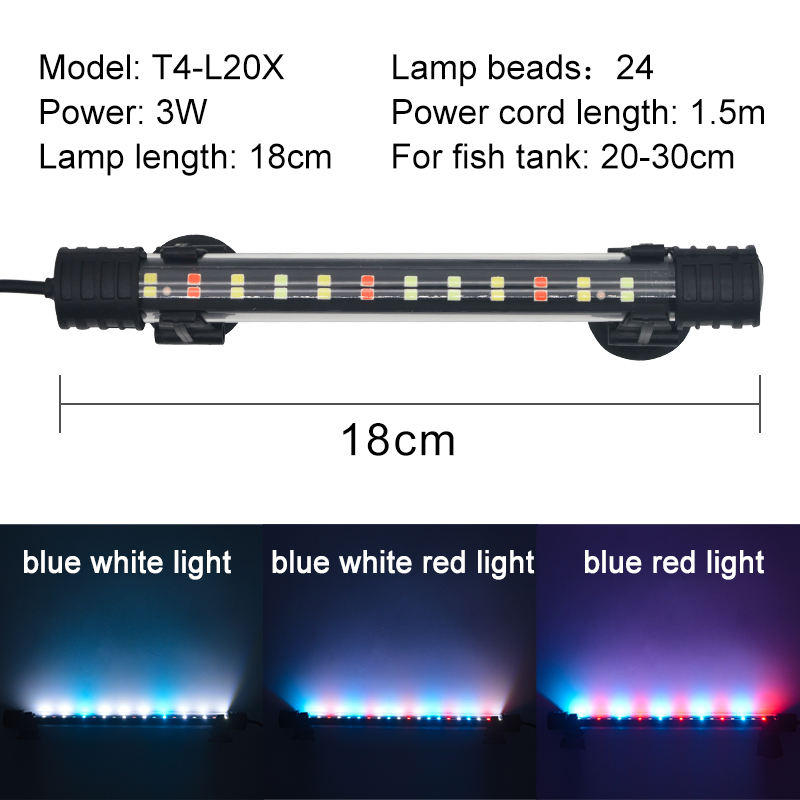 Aquarium Light LED Waterproof Fish Tank Light Underwater Fish Lamp Aquariums Decor Lighting Plant Grow Lamp 18-58CM 220-240V: 18cm