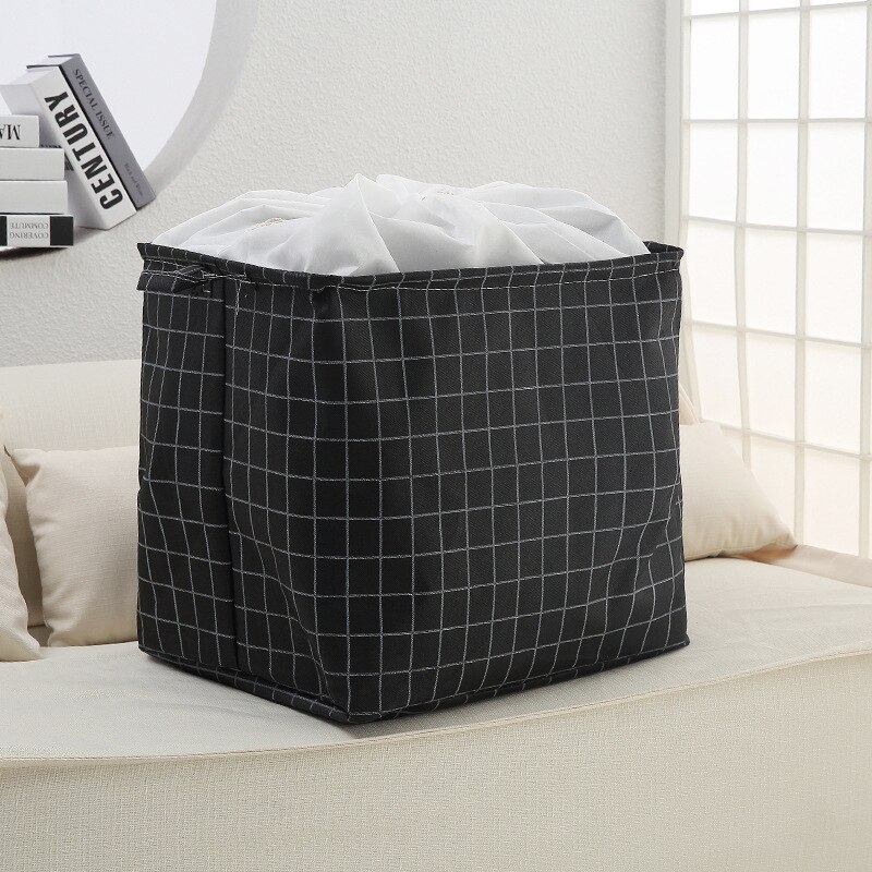 Borsa da 100 litri con manico rinforzato tessuto non tessuto telaio fisso incorporato antipolvere organizzatore di stoffa di grande capacità Dropship: nero