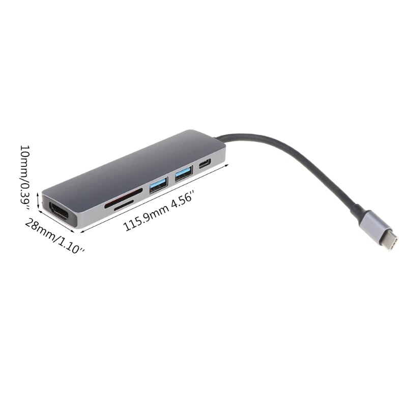 Multifunctionele 6-In-1 Type-C Extension Hub Laptop Computer Randapparatuur Docking Station Usb Adapter Met Pd sd Tf Card Inter