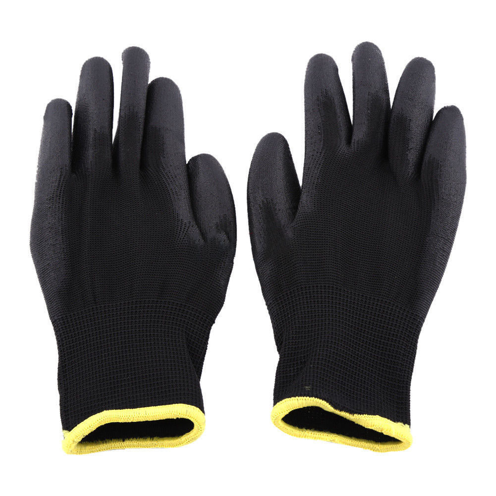 Solide PU Nylon Sicherheit Beschichtung Arbeit Handschuhe Builders Palm Schützen Anti statische Nylon Gummi Beschichtete Handschuhe Stricken Manschette Chemische