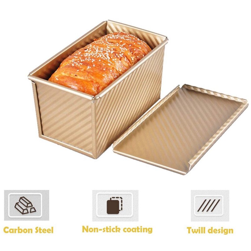 Bread Toast Mold Non Stick Aluminized Gold Metal 19.5X10.3X11.3cm(Gold)