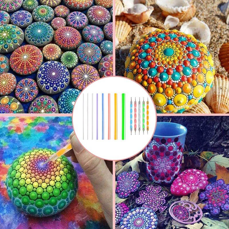 Mandala Dotting Tools Set for Painting Rocks,Painting Rocks Dot Kit,Acrylic Stick,Point Drill Tool,Stencil DIY Wall Art