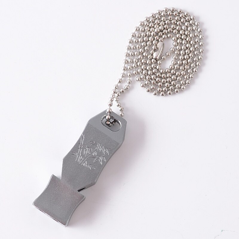 Sifflet à chaîne de survie d'urgence en alliage d'aluminium, Double tuyau 150db, haut décibel, pour Camping et randonnée: Gris clair