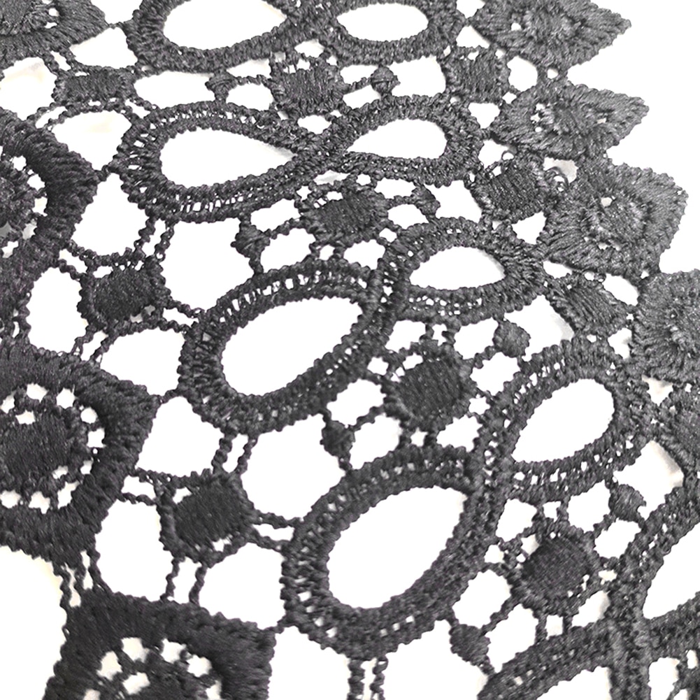 Hvid sort mælk silke hul diy broderi halsudskæring krave tøj syning af applikation dekor tilbehør