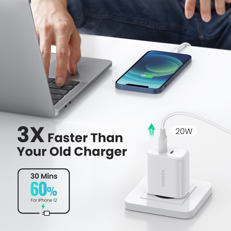 Ugreen Dual 20W Pd Usb C Lader Voor Iphone 13 12 Fast Charger Quick Charge 4.0 3.0 Opladen Voor samsung Mobiele Telefoon Oplader