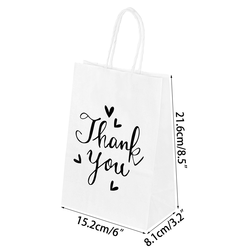 10Pcs 21*8*15Cm Wit Dank U Bag Verpakking Zak Hoge Materiaal Draagbare papieren Zak Bruiloft Decor Supplies