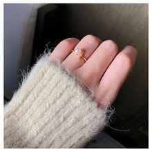 T-shaped natural pearl open gold color ring simple ring 925 sterling silver women's ring party wedding anniversary jewel