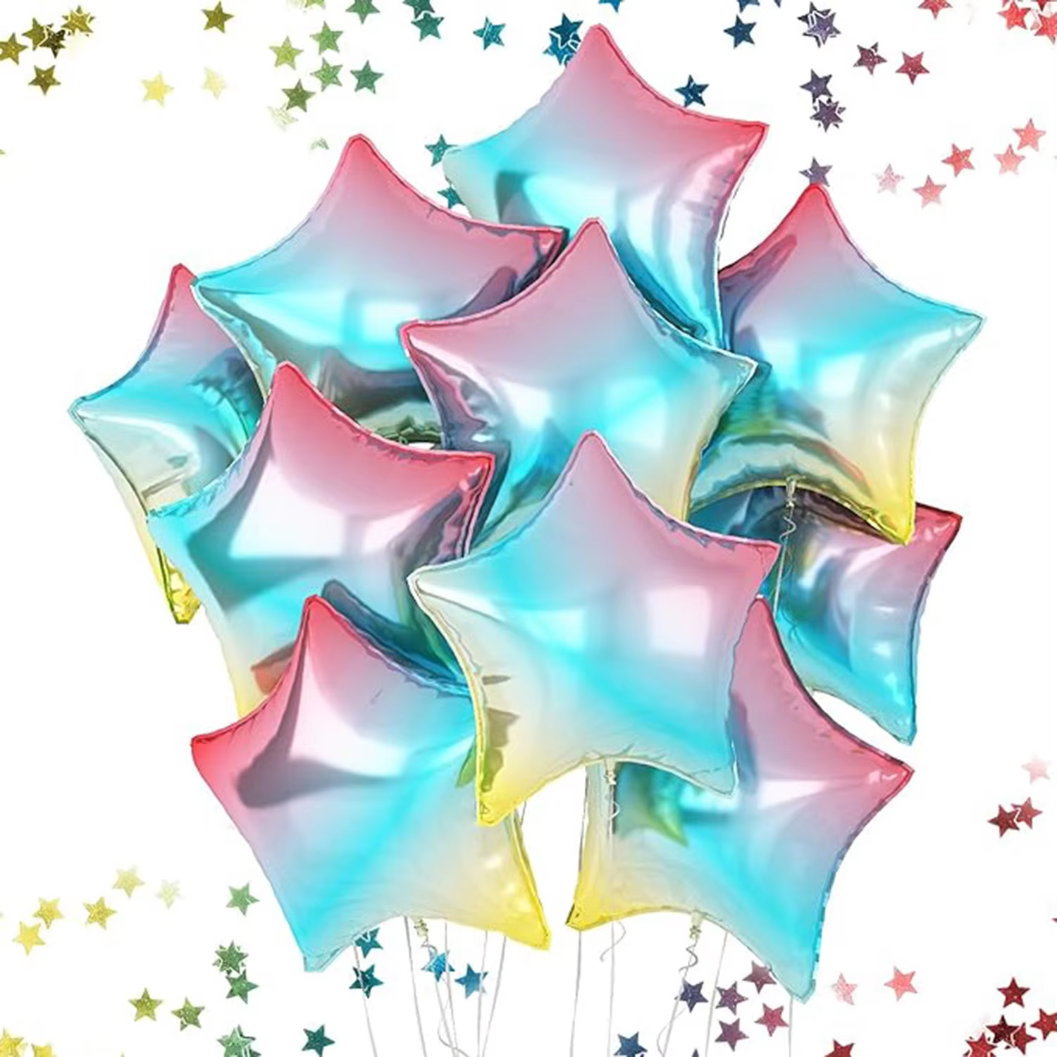 10 Uds. Globos de película de aluminio para decoración de con pentagrama degradado rosa, rojo, verde y azul de 18 pulgadas adecuados para cumpleaños, bodas,: Verde menta