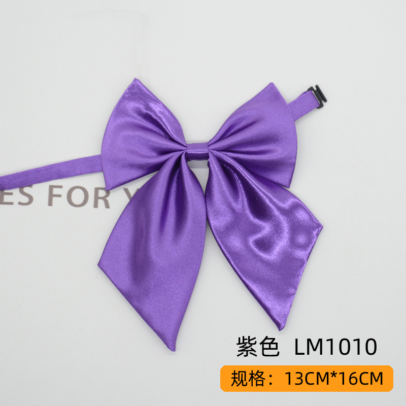 Women Bowties Solid Color Large Bowknot Simulated Silk Butterfly Necktie Shirt Accessories Event Performance Bank Hotel Bow Ties: PURPLE