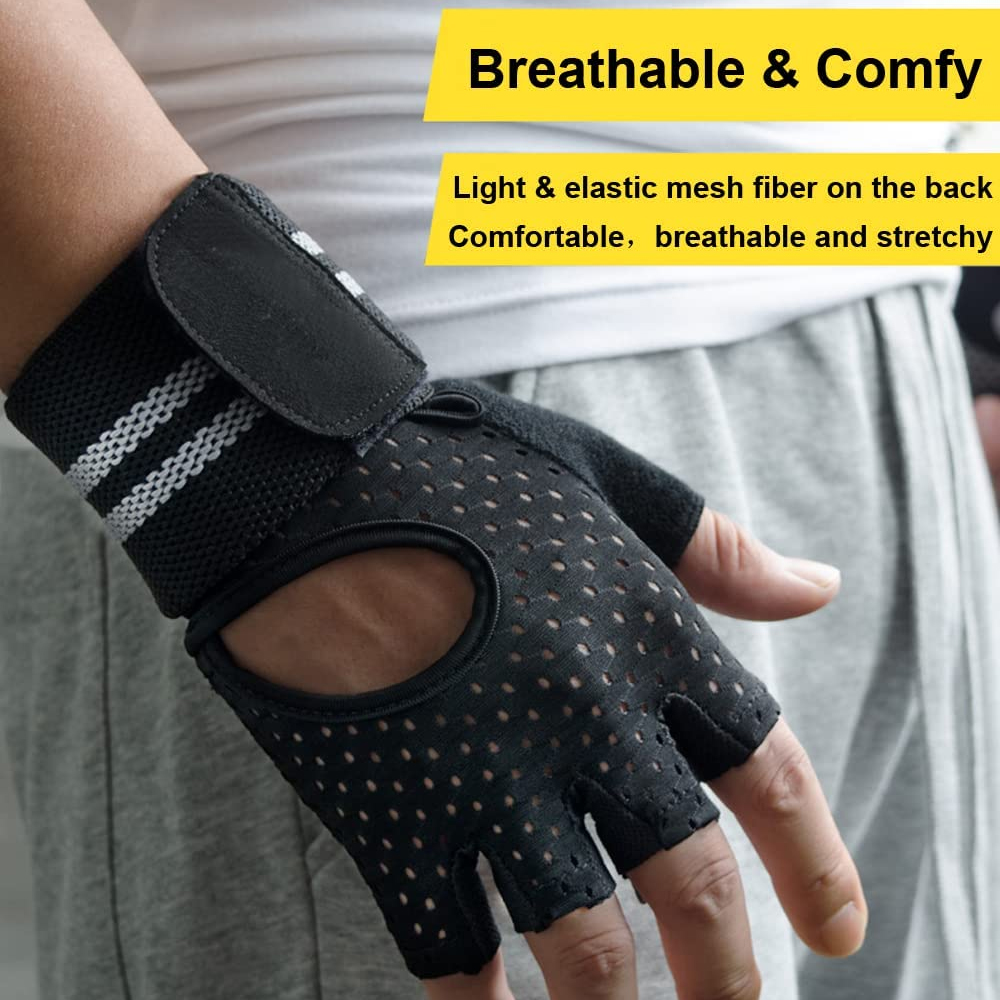 Guantes antideslizantes con mancuernas para hombre y mujer, Protector de muñeca para levantamiento de pesas, Crossfit, culturismo, entrenamiento deportivo, gimnasio, 1 par