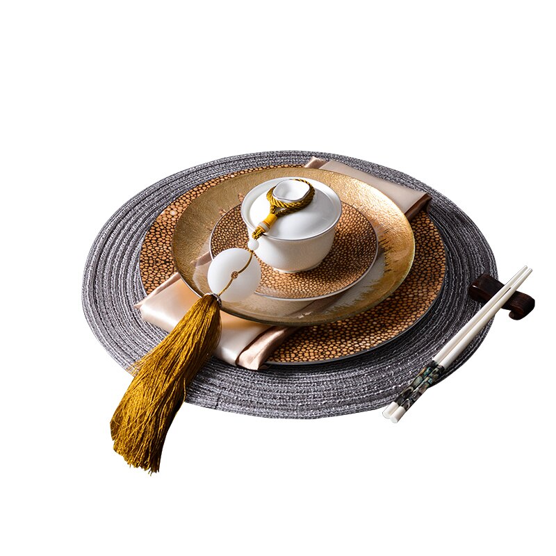 Luxury Tableware Hotel Dining Table Gold Chinese Decor Villa Western Dinner Plate Set Model Room Salad Snack Cake Plates