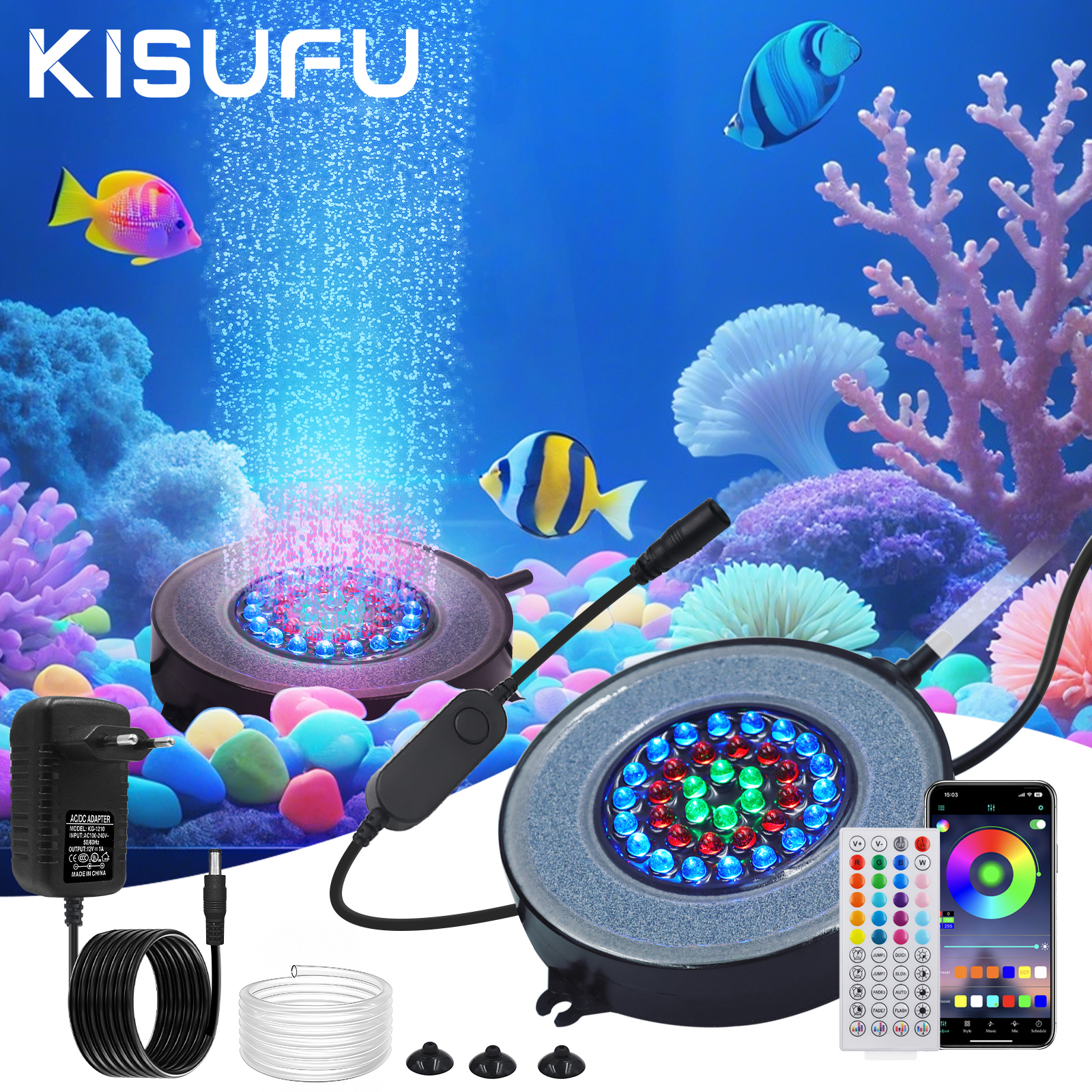 Onderwater Aquarium Licht Kleur Veranderend IP68 Waterdicht 36 LED Luchtlicht Aquarium Luchtbel Lamp Maken Zuurstof voor Aquarium