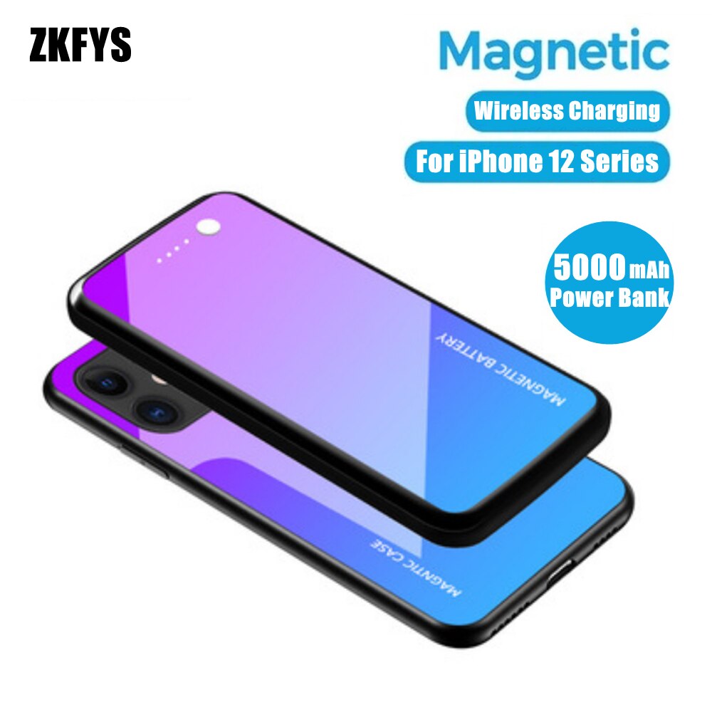 Draadloos Opladen Batterij Case Voor Iphone 12 Pro Max Power Bank Case Magnetische Opladen Case Voor Iphone 12 Mini Batterij cover