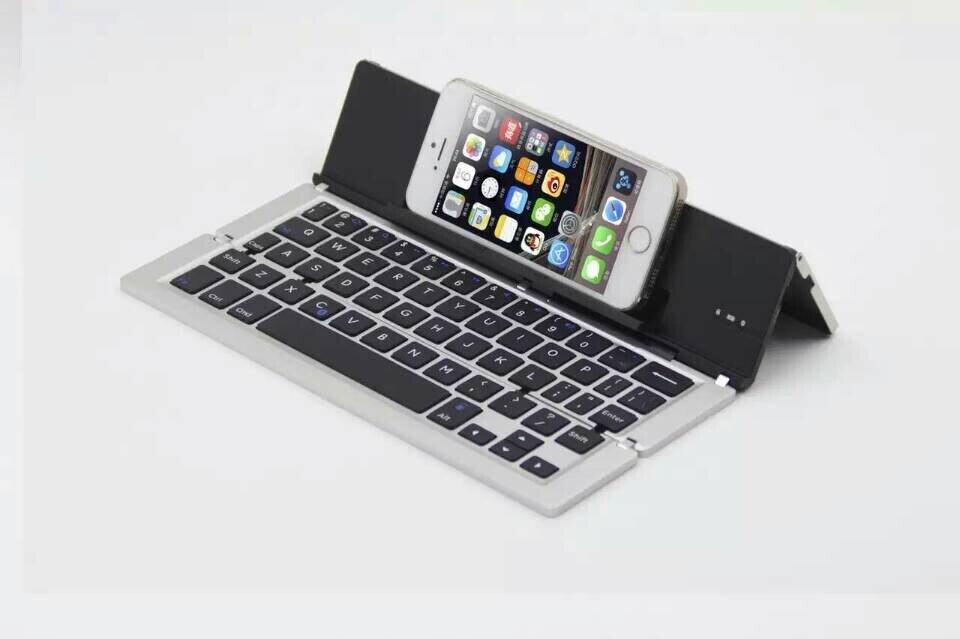 Ultra Slim Mini Triple Folding Wireless Bluetooth Keyboard for iPhone Smartphones/Tablet PC /iPad Min for IOS/Android/Windows