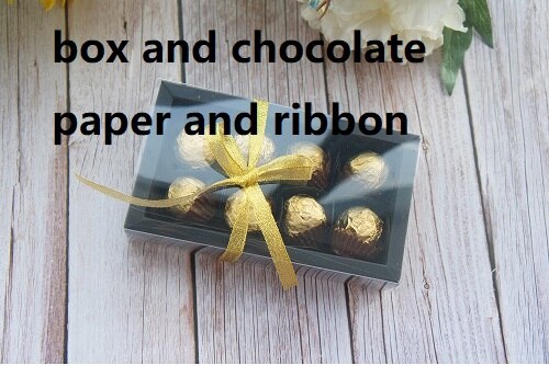 16*8.2*4cm 10 sæt sort chokolade papiræske med pvc vindue som bryllups jul fødselsdag slik emballage: Kasse og bånd