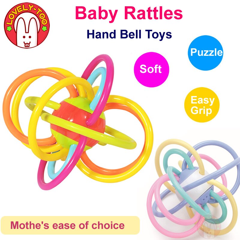 Baby Rattles Baby Toys 0-12 months Plastic Teethers Babies Bitter Gum Hand Bell Ball Mordant Educational Toy For Children