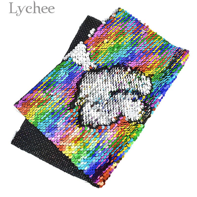 Lychee Leven 29Cm X 21Cm A4 Regenboog Omkeerbare Sequin Stof Glanzende Stof Diy Naaien Leveringen