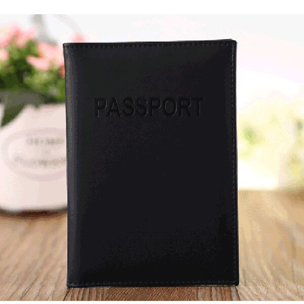 Travel Women Passport Cover Cute Top Leather Pu Passport wallet and case pochette passeport uk russia: Black