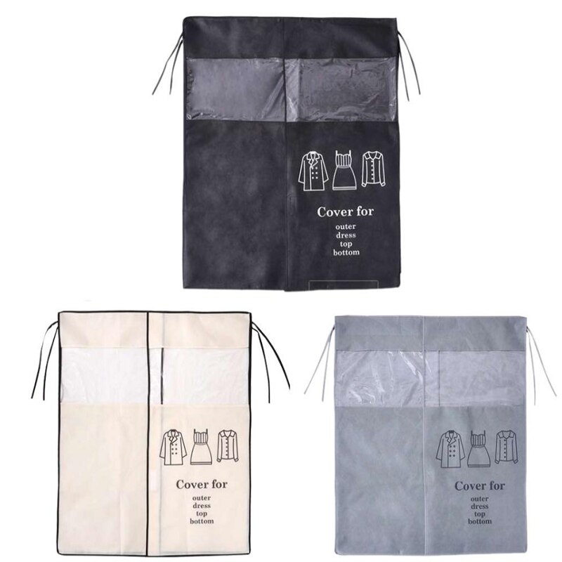 Clothes Hanging Dust Cover Non-woven Fabric Clothes Dust Covers Waterproof Clothing Dustproof Cover Home Wardrobe Coat Organizer