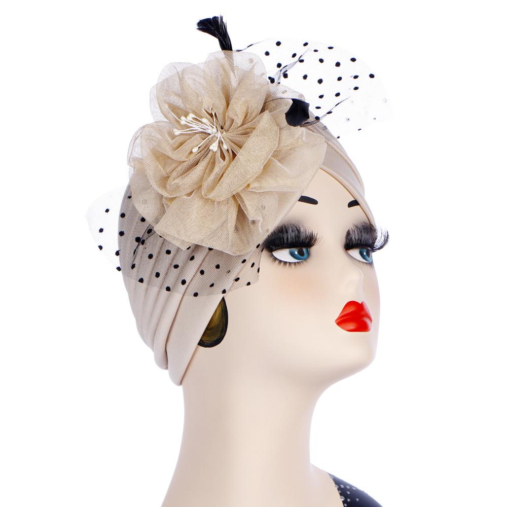 Gorro turbante para mujer, accesorios para de té, flor, boda, India, Sombrero estilo boina de lana, Vintage, sombreros de , indio,: Beige
