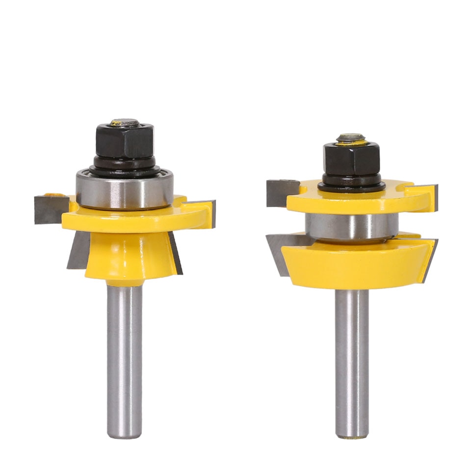 2 PC 8mm Schacht Rail & Stile Router Bit Set-Shaker deur mes Houtbewerking cutter Tenon Cutter voor houtbewerking Gereedschap