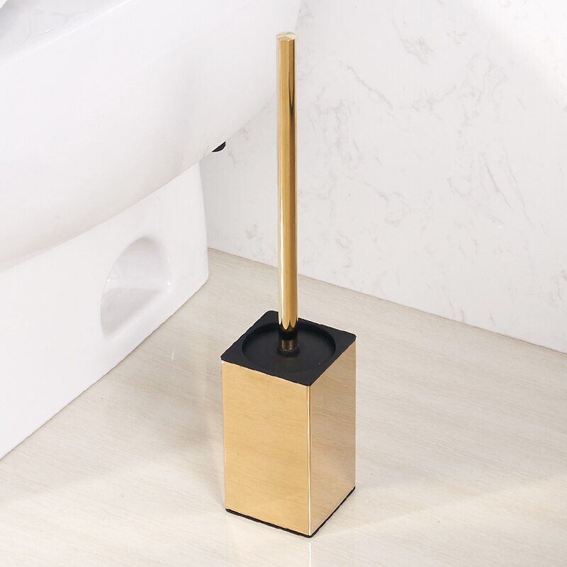 Porte-brosse de toilette mural Vertical doré avec brosse de toilette en acier inoxydable bross304 Kit de nettoyage de brosse de toilette noir Nickel