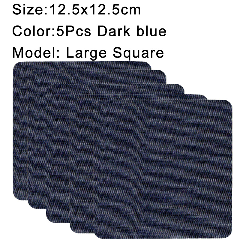 Parches vaqueros termoadhesivos de algodón, parche de reparación azul para bricolaje, reparación de ropa, decoración de chaqueta, 5 uds.: Marrón