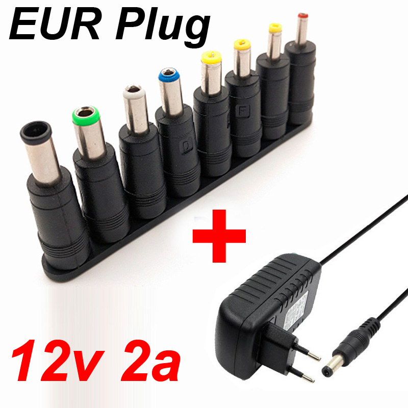 Universal 110V 220V a 12V 2A DC AC Cable de alimentación Jack Cable de carga adaptador de conector 2,5 2,1 MM para enrutador altavoz cámara: Blanco
