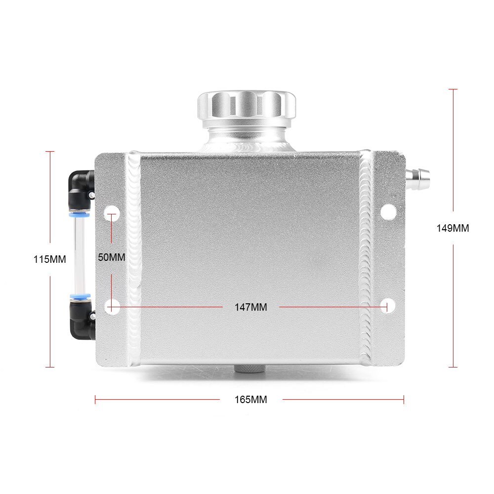 Universal 1L Alloy Aluminium Engine Oil Catch Can Breather Tank Radiator Overflow Tank Aluminum Coolant Radiator