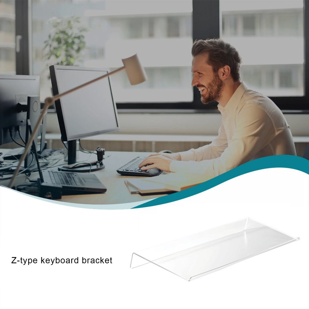 Acrylic Tilted Computer Keyboard Holder Clear Keyboard Stand for Easy Ergonomic Typing Office Desk Home School