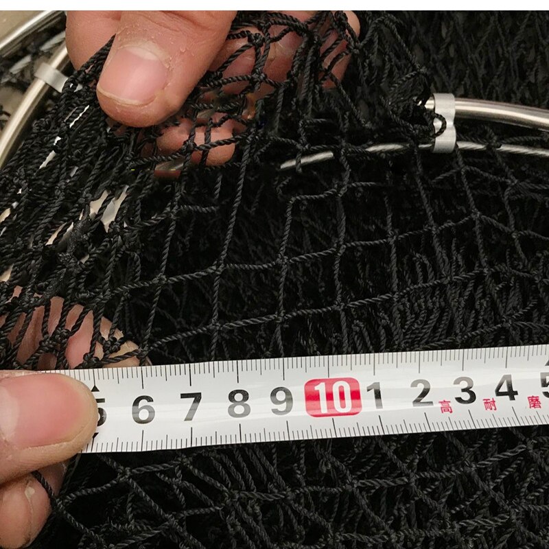 Lawaia foldet fiskenet bur stærk sort flettet tråd lille mesh håndnet hurtigtørrende fiskepose rustfrit stål meshringe