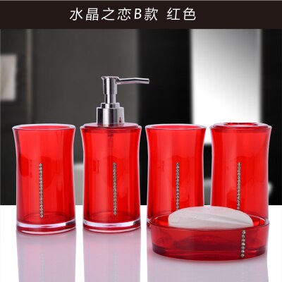 Akryl fem stykker sett dårlig vaske sett baderomsutstyr diamant kopp børste elskere såpeskål tannbørsteholder: 7