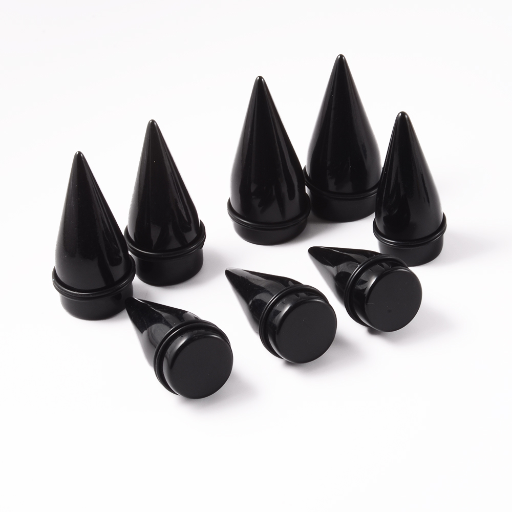 2PC Black White Acrylic Spiral Ear Stretcher Taper Big Size Piercing Ear Expander Steel Tunnel Plugs Body Jewelry 12mm-24mm