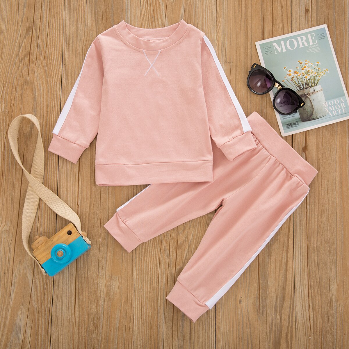 Ensemble 2 pièces en coton pour bébé fille et garçon, tenue décontractée à manches longues, survêtement pour enfant en bas âge, pull-over, haut et pantalon