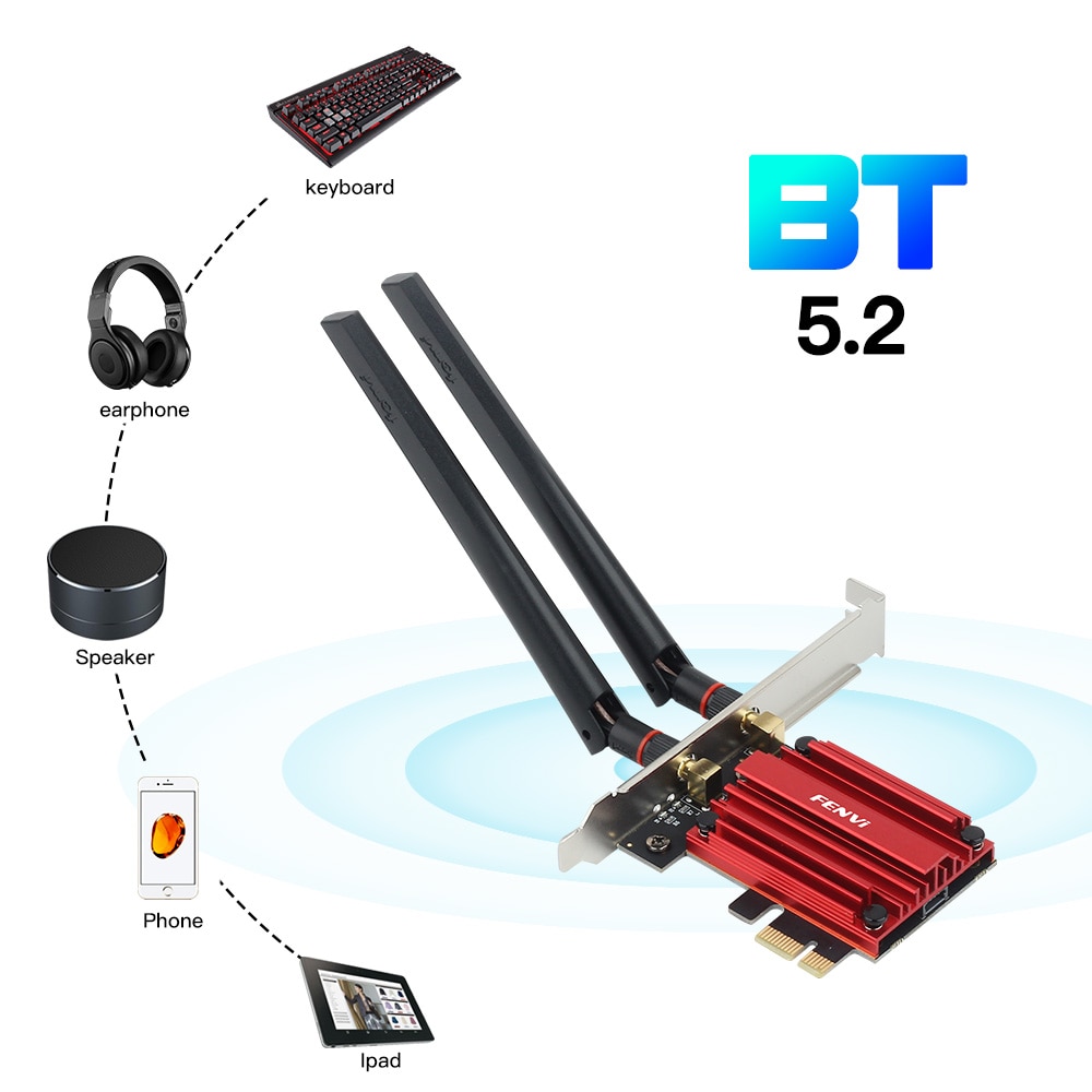 Adattatore di rete WIFI Wifi 6E 1800Mbps Bluetooth5.2 Dual Band 2.4G/5GHz 802.11AX adattatore per scheda di rete Wireless PCI-E windows 10/11