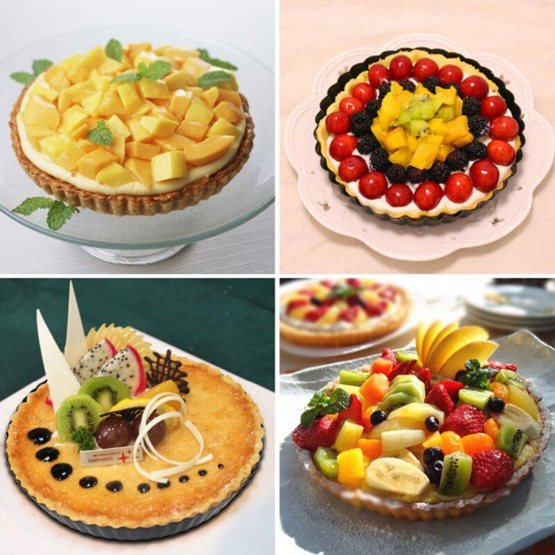 8/10/12 Inch Non-Stick Tart Pan Pie Pizza Pan Round Baking Quiche Pan Removable Loose Bottom Heavy Duty Bakeware Tools #6
