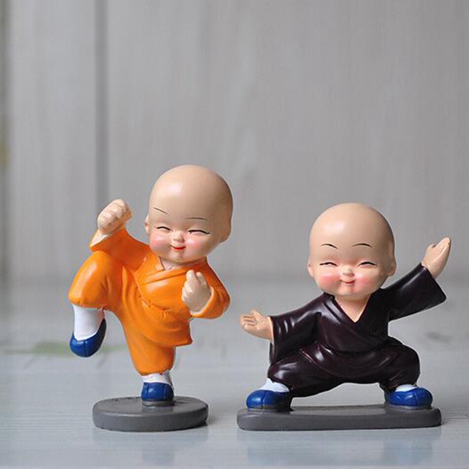 4 stks/partij shaolin tempel Gongfu Boeddhistische Monnik Hars Beeldje Ambachten Thuis Decoratieve Ornamenten Miniaturen Ambachten Creatieve