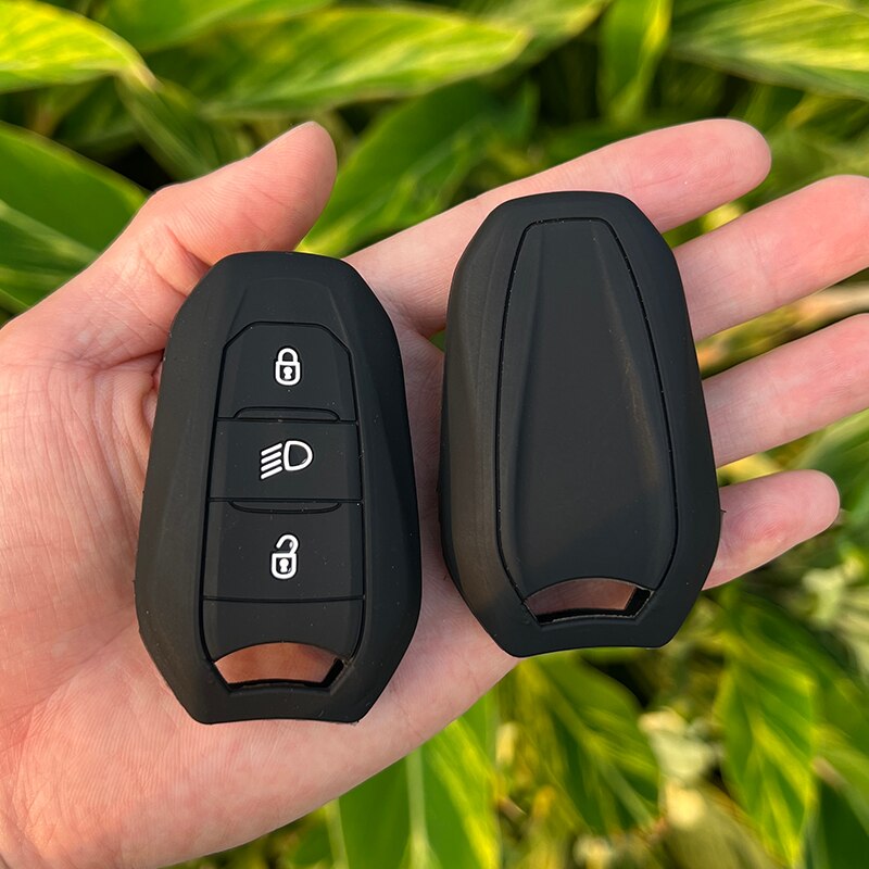 Silikone bilnøgle cover til citroen  c2 c3 c5 x7 c4 picasso berlingo til peugeot 208 308 408 508 3008 4008 5008 smart key: Sort