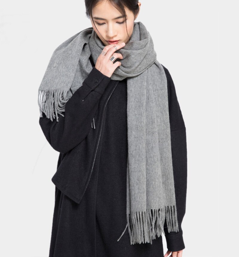 Wolle Winter Schal Frauen Schal Erwachsene Feste Schals Luxus Herbst Schals und wickelt Poncho Schals für Damen unisex wickeln: dunkel grau
